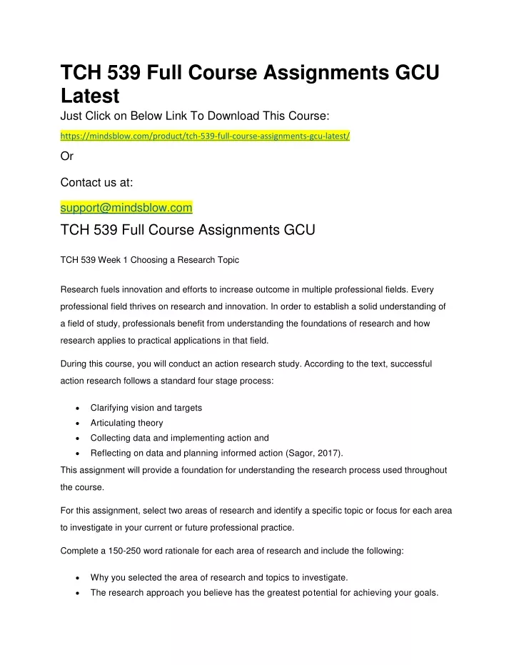 tch 539 full course assignments gcu latest just