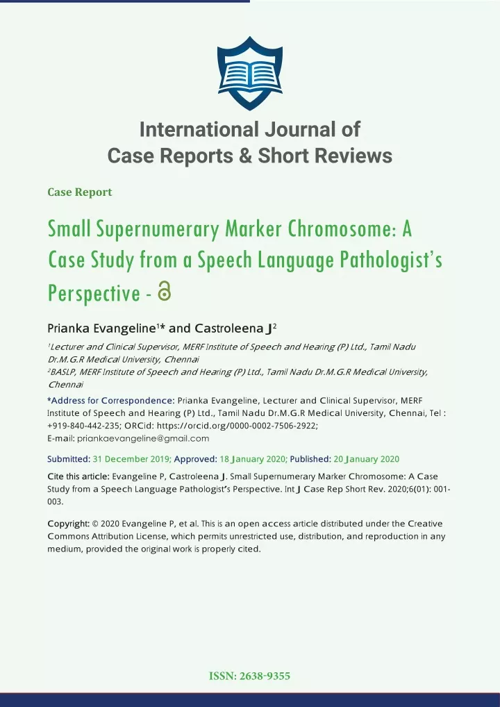 international journal of case reports short