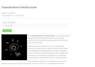 Corporate Venture Transition Guide