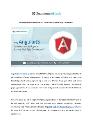 Why AngularJS Development is Popular Among Web App Developers?