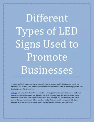 different types of led signs used to promote