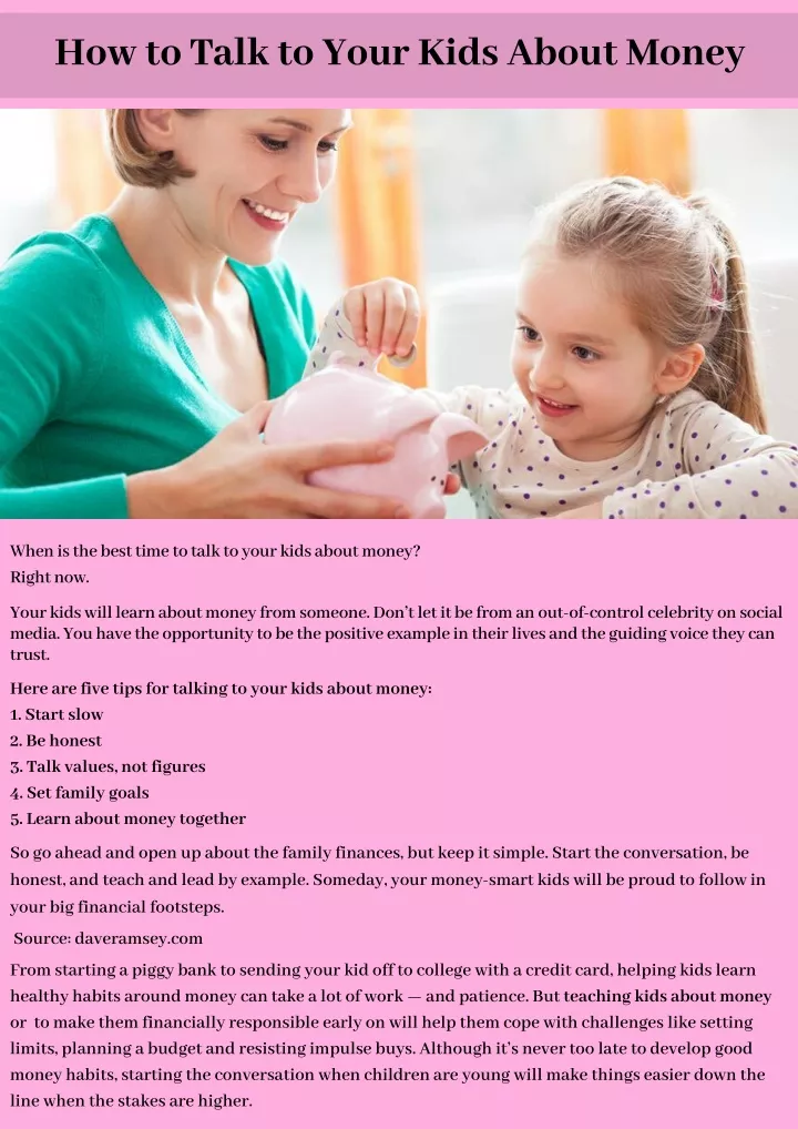 how to talk to your kids about money