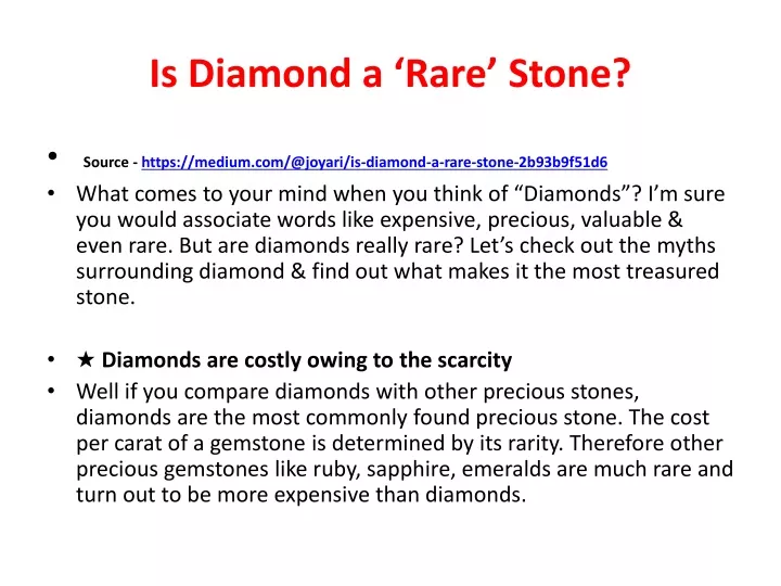 is diamond a rare stone