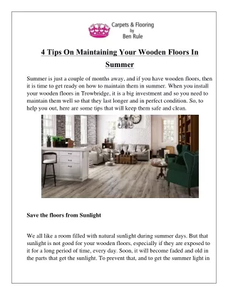 4 Tips On Maintaining Your Wooden Floors In Summer