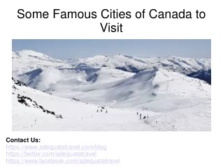 Some Famous Cities of Canada to Visit