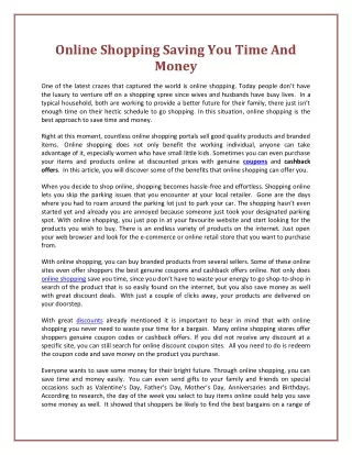 online shopping saving you time and money