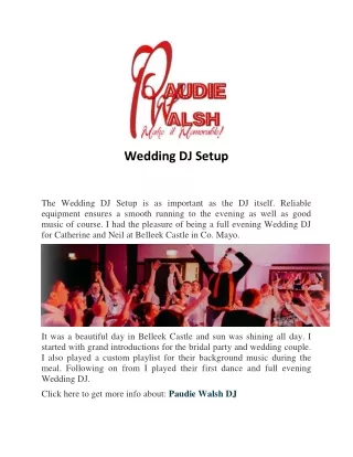 Wedding DJ in Cork - Paudie Walsh