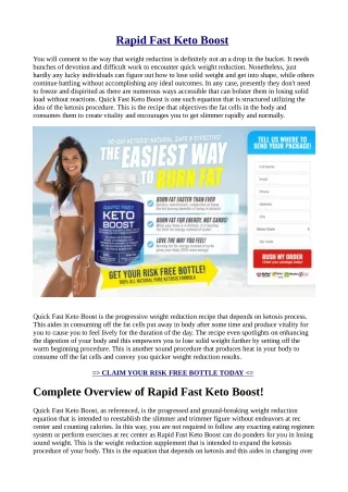 Rapid Fast Keto Boost Review -