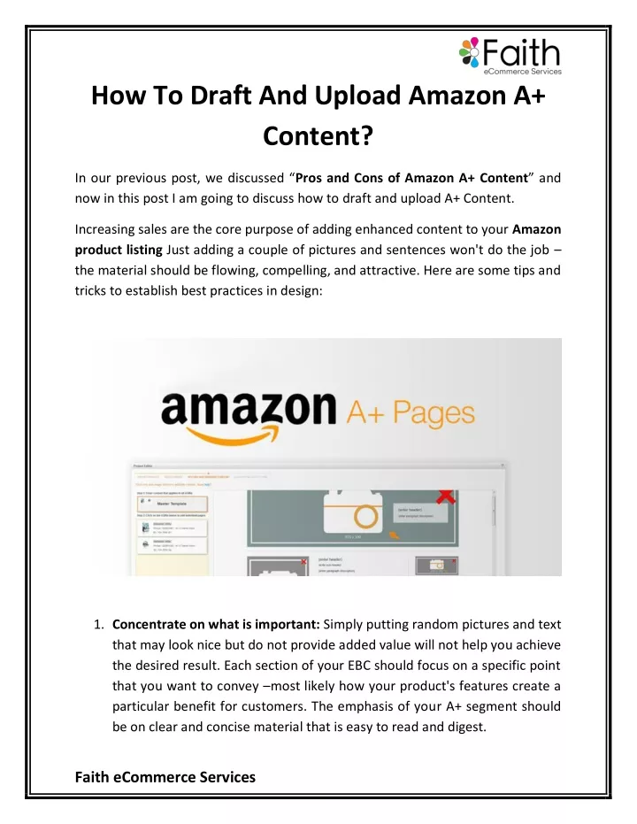 how to draft and upload amazon a content