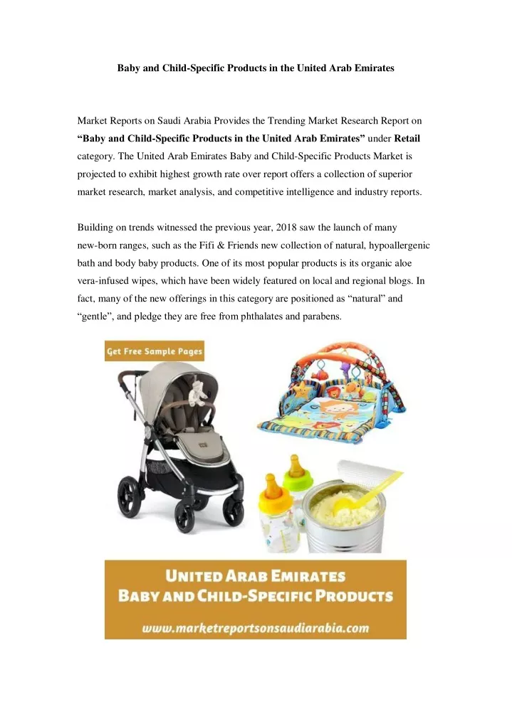 baby and child specific products in the united