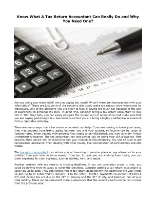 know what a tax return accountant can really