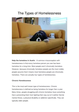 the types of homelessness