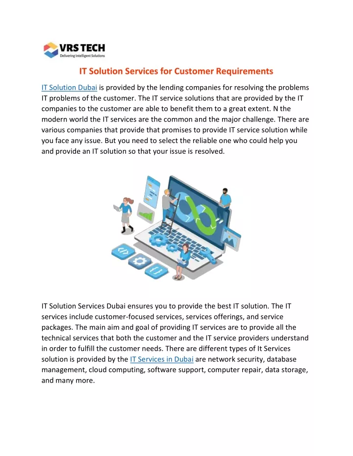 it solution services for customer requirements