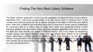 Finding The Very Best Lottery Software