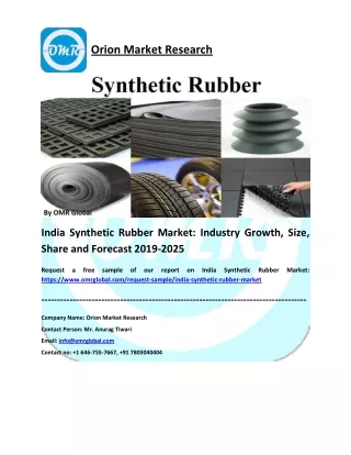India Synthetic Rubber Market: Global Size, Industry Trends, Leading Players, Share and Forecast 2019-2025