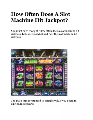 How Often Does A Slot Machine Hit Jackpot?