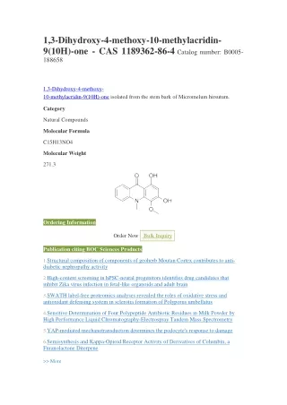 1 3 dihydroxy 4 methoxy 10 methylacridin