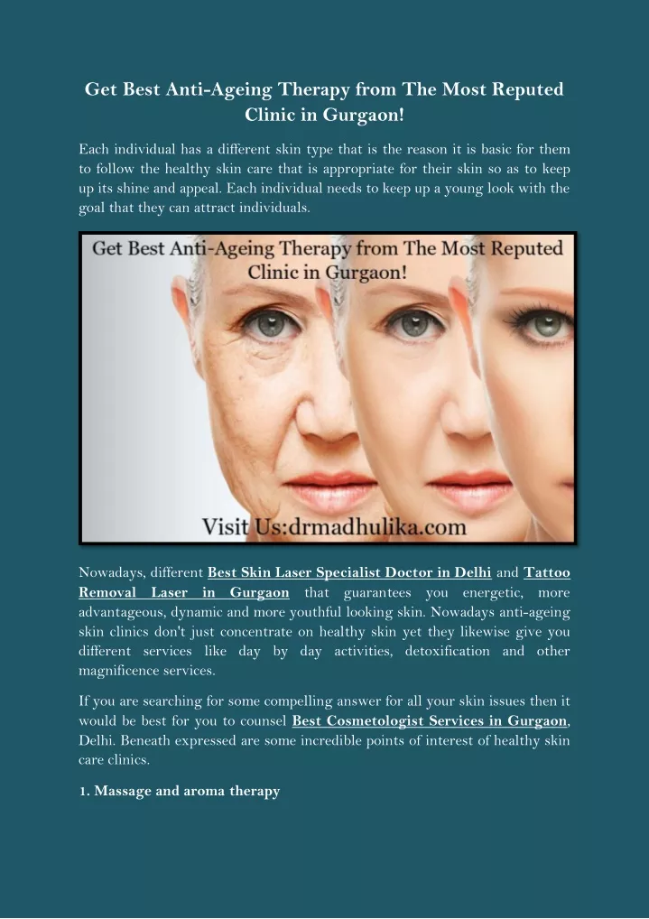 get best anti ageing therapy from the most
