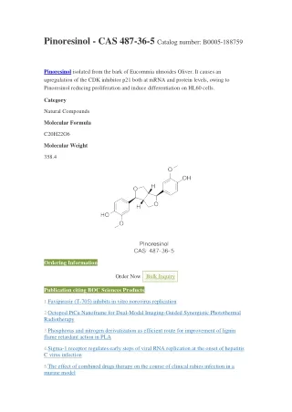pinoresinol cas 487 36 5 catalog number b0005