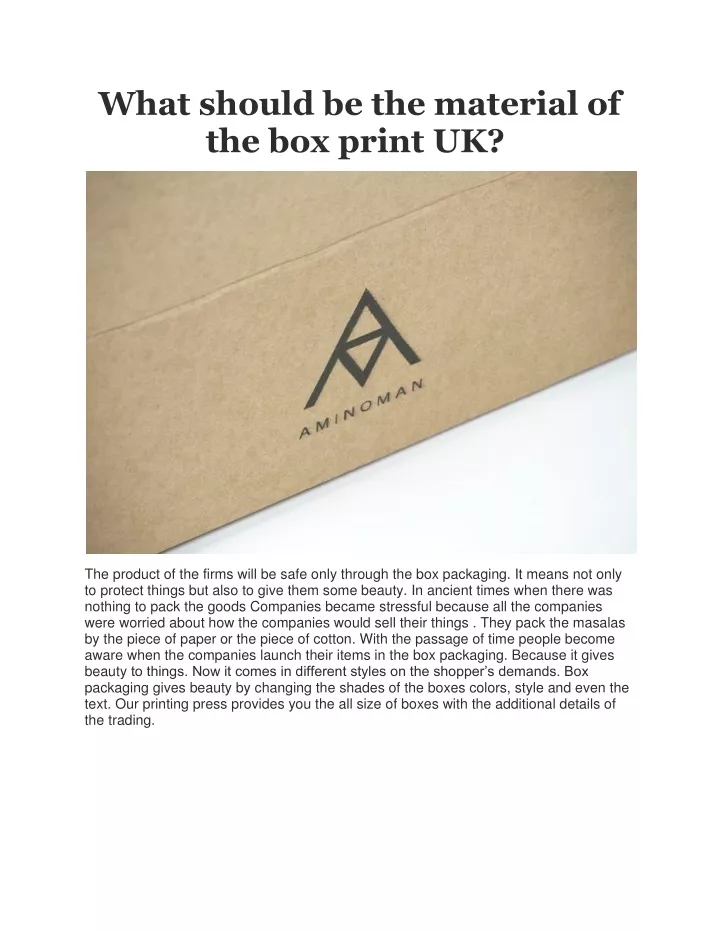 what should be the material of the box print uk