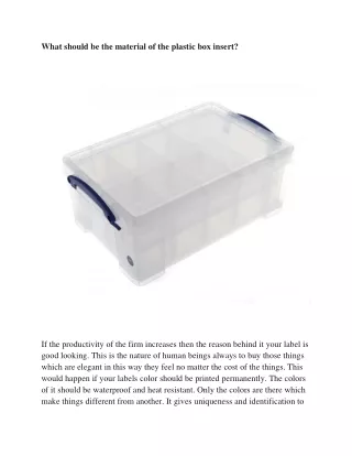 what should be the material of the plastic