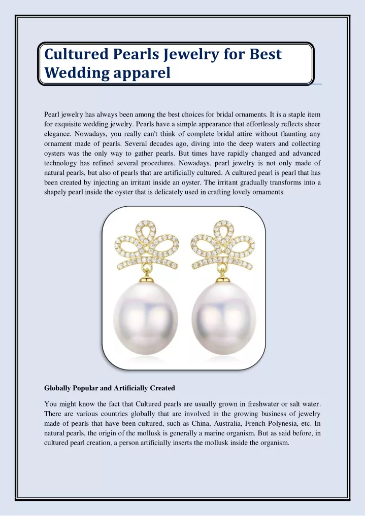 cultured pearls jewelry for best wedding apparel
