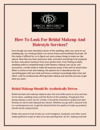 How To Look For Bridal Makeup And Hairstyle Services?