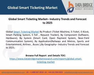 Global Smart Ticketing Market– Industry Trends and Forecast to 2025