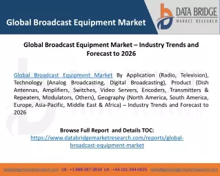 Global Broadcast Equipment Market – Industry Trends and Forecast to 2026