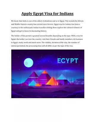 Get Egypt Visa For Indians
