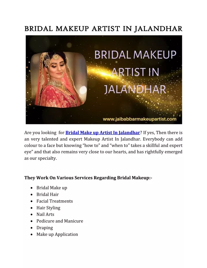 bridal makeup artist in jalandhar bridal makeup