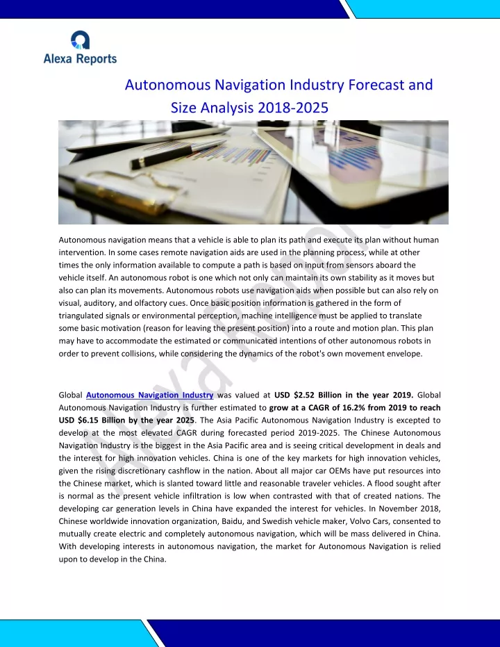 autonomous navigation industry forecast and size