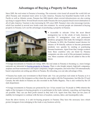 advantages of buying a property in panama