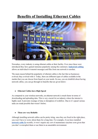 benefits of installing ethernet cables