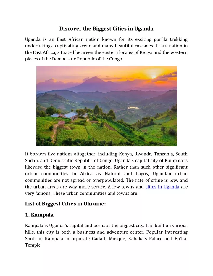 discover the biggest cities in uganda