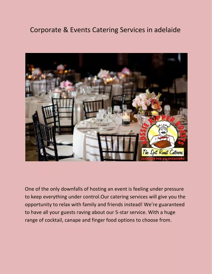 corporate events catering services in adelaide