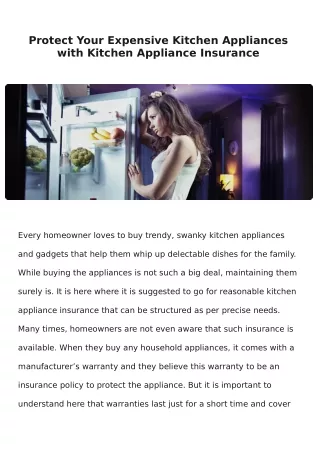 Protect Your Expensive Kitchen Appliances with Kitchen Appliance Insurance