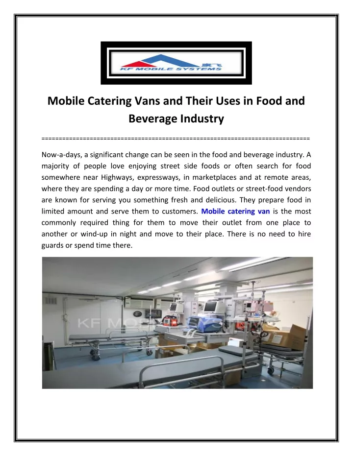 mobile catering vans and their uses in food