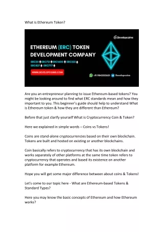 what is ethereum token
