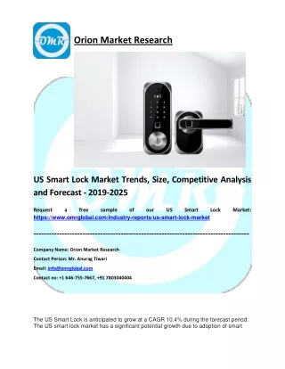 US Smart Lock Market Trends, Size, Competitive Analysis and Forecast - 2019-2025
