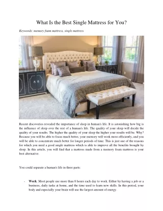 what is the best single mattress for you