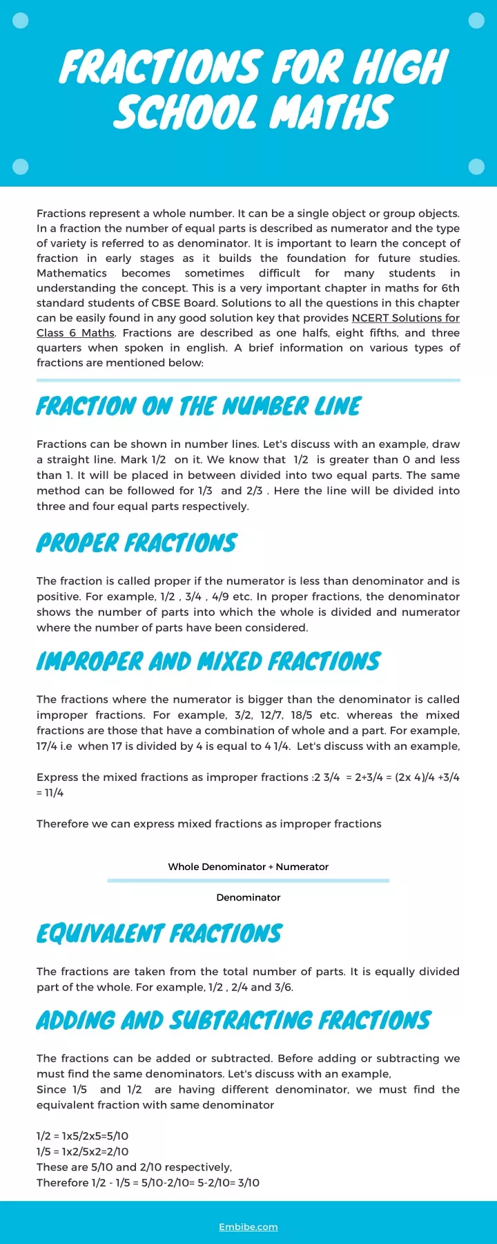 fractions for high school maths