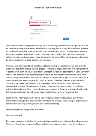 need for tech information
