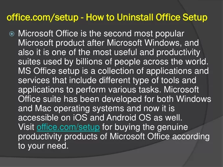 office com setup how to uninstall office setup