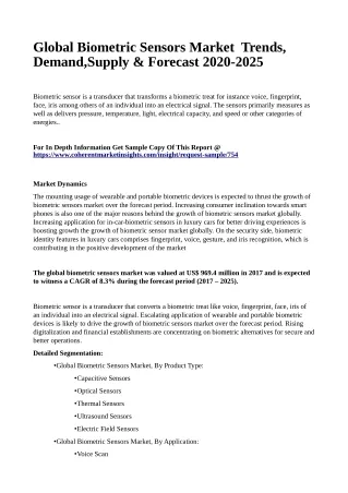global biometric sensors market trends demand