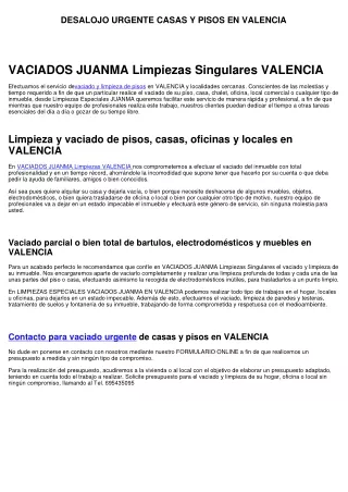 VACIAR URGENTE CASAS Y PISOS EN VALENCIA