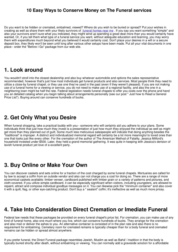 10 easy ways to conserve money on the funeral
