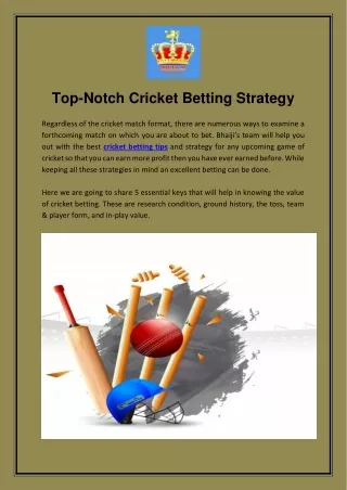 Top-Notch Cricket Betting Strategy