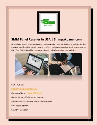 SMM Panel Reseller in USA | Smmpakpanel.com