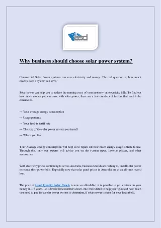 why business should choose solar power system